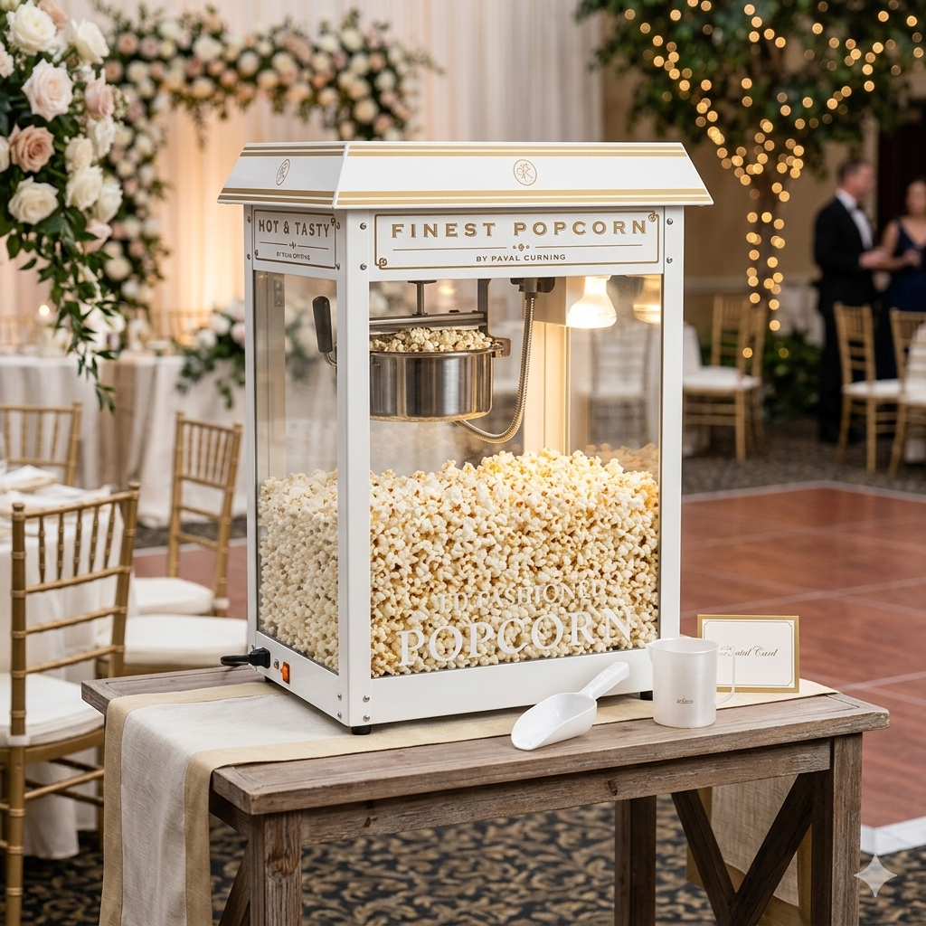 Popcornmaschine Hochzeit weiß